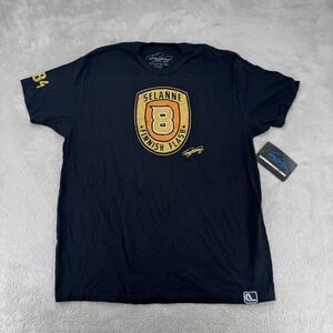 NWT‎ Aufies Teemu Selanne #8 Finnish Flash Score 684 NHL Shirt Mens XL Black